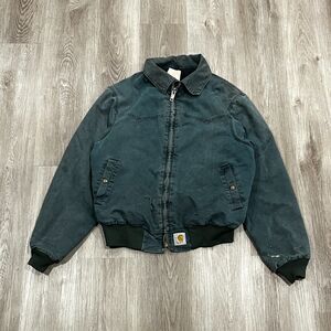 Vintage 90s Carhartt Men’s Bomber Jacket Santa Fe Quilted Lined Coat Green Sz L